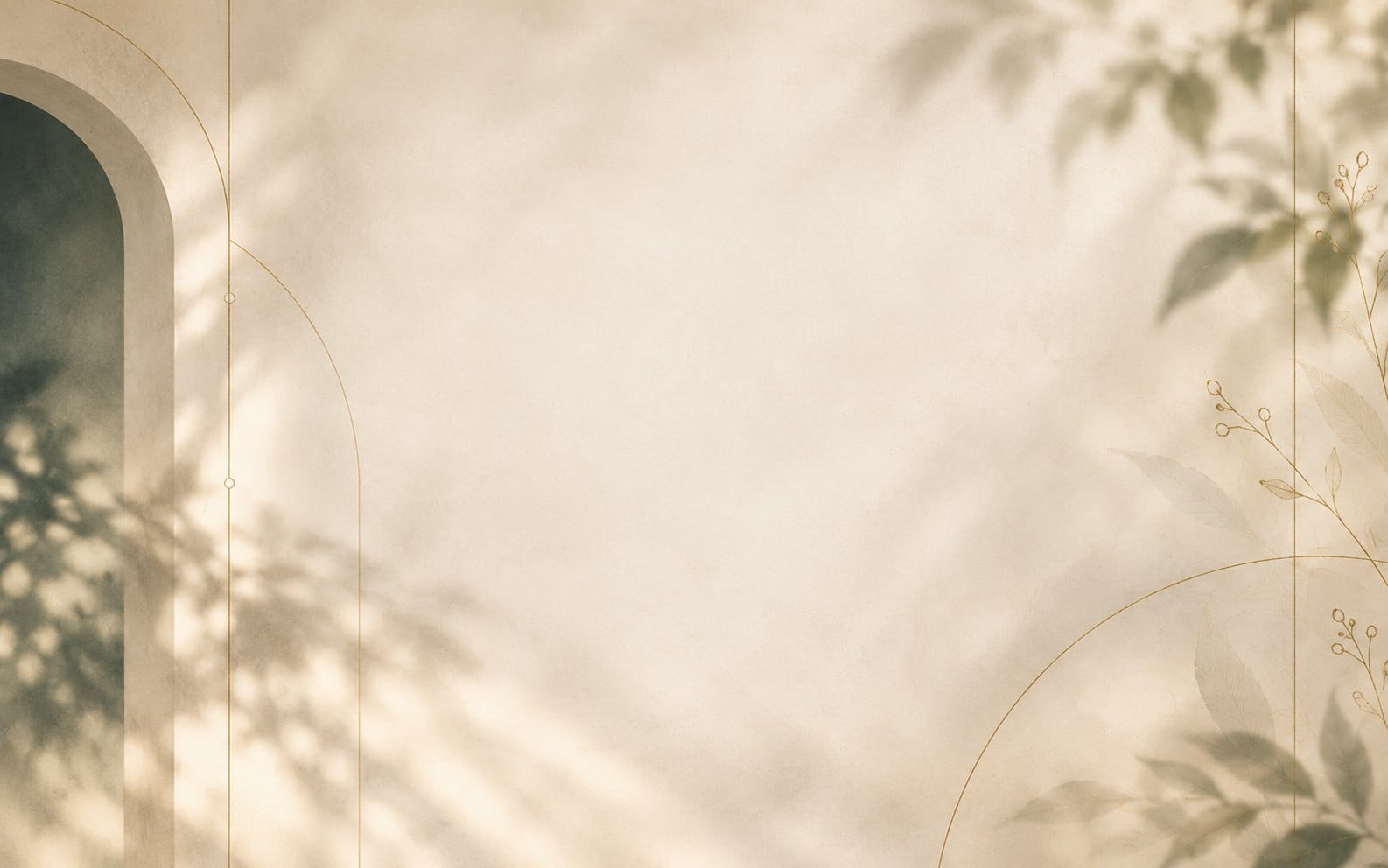 An arch with soft botanical shadows